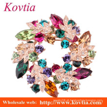 Moda jóias de cristal colorido rhinestone broche embelezamento flor